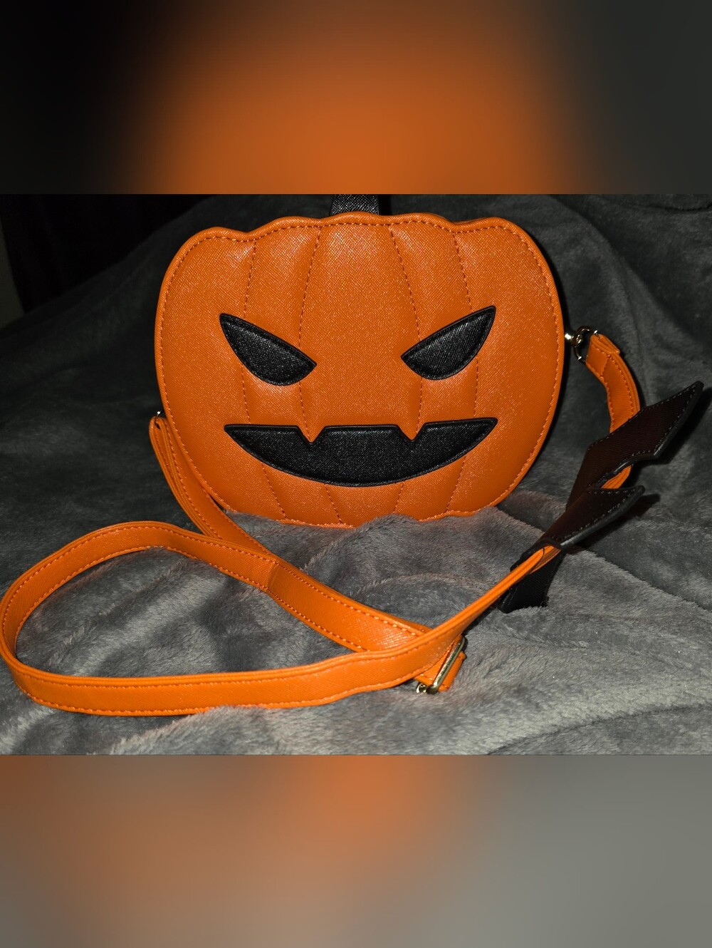 Orange Pumpkin Face Crossbody Bag - Women